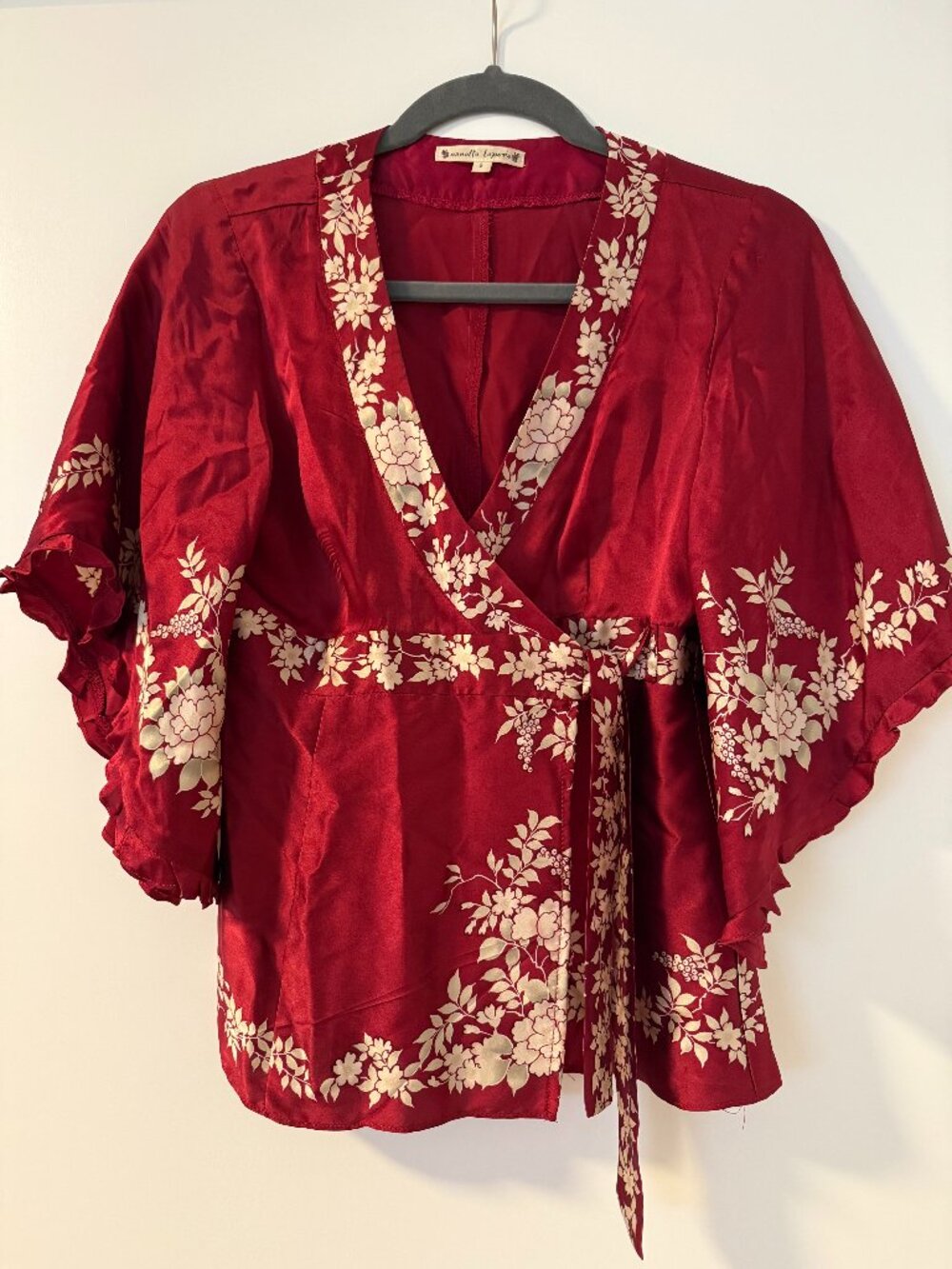 Nanette Lepore Red Wrap Kimono Blouse